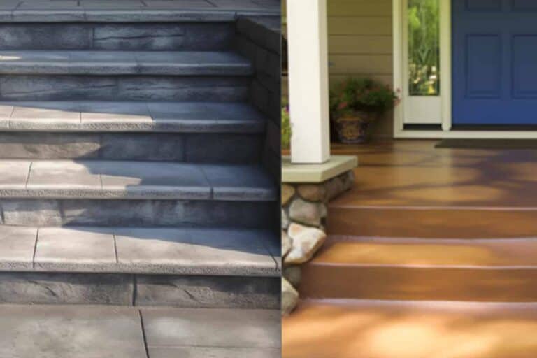 A Stamped and Stained Concrete Steps Side-by-Side Image