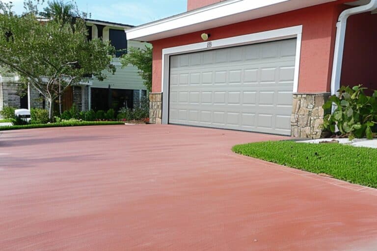 A Red-Colored Concrete Driveway