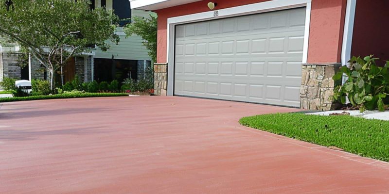 A Red-Colored Concrete Driveway